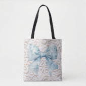 Elegant Wit kanten blauwe strik Tote Bag (Voorkant)