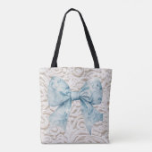 Elegant Wit kanten blauwe strik Tote Bag (Achterkant)