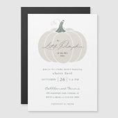 Elegant wit klein pompoen Herfst Baby shower Magnetische Uitnodiging (Voorkant / Achterkant)