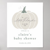 Elegant wit klein pompoen Herfst Baby shower Poster (Voorkant)