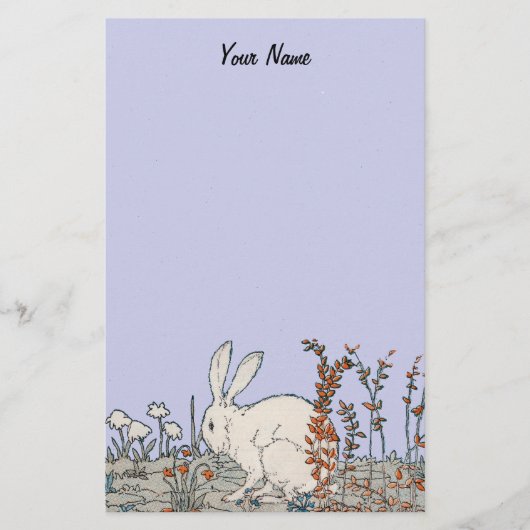 Elegant  wit konijn briefpapier (Voorkant)