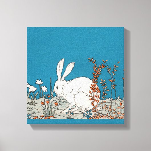 Elegant  wit konijn canvas afdruk (Voorkant)