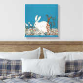 Elegant  wit konijn canvas afdruk (Insitu (Slaapkamer))