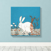 Elegant wit konijn canvas afdruk (Insitu (Houten vloer))