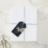 Elegant wit konijn Kerstmis besneeuwd bos Cadeaulabel (Met Touw)