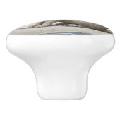 Elegant wit konijn Kerstmis besneeuwd bos Keramische Knop (Zijkant)