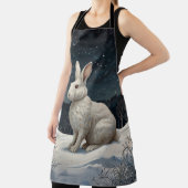 Elegant wit konijn Kerstmis besneeuwd bos Schort (Insitu)