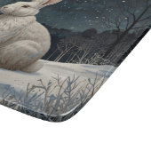 Elegant wit konijn Kerstmis besneeuwd bos Snijplank (Hoek)