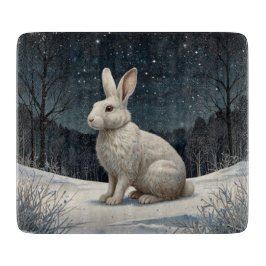 Elegant wit konijn Kerstmis besneeuwd bos Snijplank