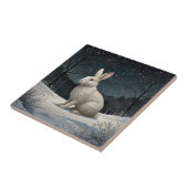 Elegant wit konijn Kerstmis besneeuwd bos Tegeltje (Zijkant)