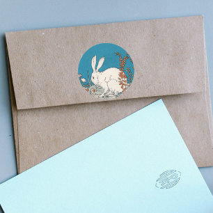 Elegant  wit konijn ronde sticker