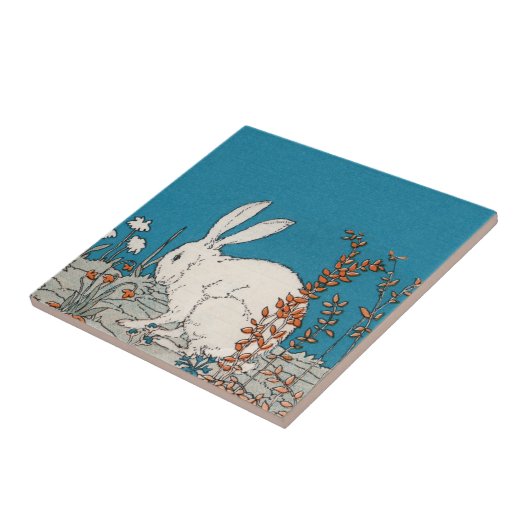 Elegant wit konijn tegeltje (Zijkant)