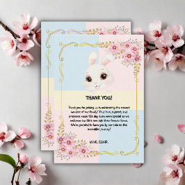 Elegant wit konijntje Baby shower Bedankkaart