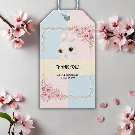 Elegant wit konijntje Baby shower Cadeaulabel