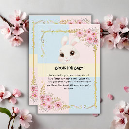 Elegant wit konijntje Baby shower Informatiekaartje