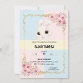 Elegant wit konijntje Baby shower Kaart (Voorkant)