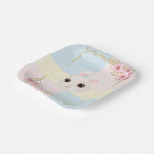 Elegant wit konijntje Baby shower Papieren Bordje (Gebogen)