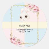 Elegant wit konijntje Baby shower Ronde Sticker (Voorkant)