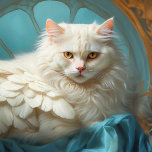 Elegant wit langharig kat-vogel wezen legpuzzel<br><div class="desc">Maak kennis met een KittyBird. Named Angel, deze witte langharige half kat en half vogel dier loungen op blauwe zijde. Dit afbeelding is beschikbaar op meerdere hoogwaardige producten. Dit unieke ontwerp is voorzien van een boeiende witte langharige fantasiekat versierd met etherische veren, waardoor een mystieke en charmante sfeer ontstaat terwijl...</div>