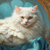 Elegant wit langharig kat-vogel wezen legpuzzel