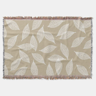 Elegant wit leder met botanische glans en taupe deken