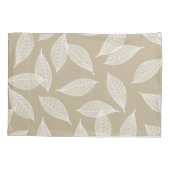 Elegant wit leder met botanische glans en taupe kussensloop (Achterkant)