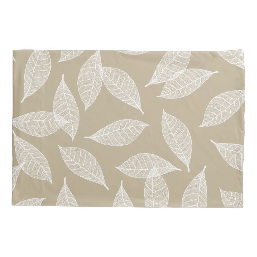 Elegant wit leder met botanische glans en taupe kussensloop (Achterkant)
