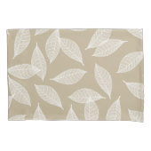 Elegant wit leder met botanische glans en taupe kussensloop (Voorkant)