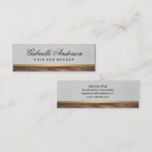 Elegant wit leder Rustisch hout met goudstrip Mini Visitekaartje (Voorkant / Achterkant)