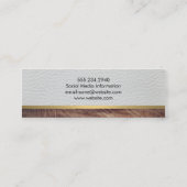 Elegant wit leder Rustisch hout met goudstrip Mini Visitekaartje (Achterkant)