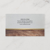 Elegant wit leder Rustisch hout met goudstrip Visitekaartje (Achterkant)