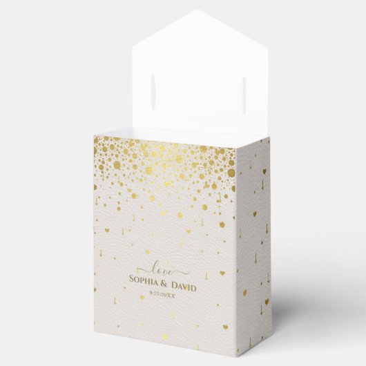 Elegant wit lederen gouden Confetti bruiloft Bedankdoosjes (Geopend)