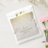 Elegant wit lederen gouden Confetti bruiloft Bedankzakje (Gezegeld)