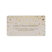 Elegant wit lederen gouden Confetti bruiloft Etiket (Voorkant)