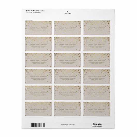 Elegant wit lederen gouden Confetti bruiloft Etiket (Full Sheet)