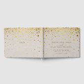 Elegant wit lederen gouden Confetti bruiloft Gastenboek (Volledig)