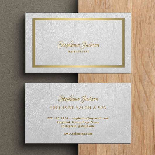 Elegant wit leer gouden frame professioneel visitekaartje