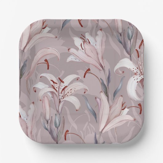 Elegant wit lelie papier Bord (Voorkant)