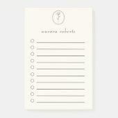 Elegant Wit Linnen & Bloem Logo Script Naam Post-it® Notes (Voorkant)
