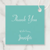 Elegant wit lint boog Blauwgroen blauw Baby shower Bedankjes Labels (Achterkant)