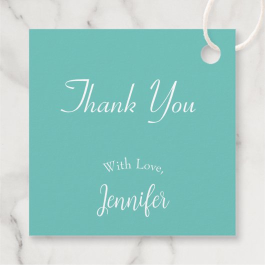 Elegant wit lint boog Blauwgroen blauw Baby shower Bedankjes Labels (Achterkant)