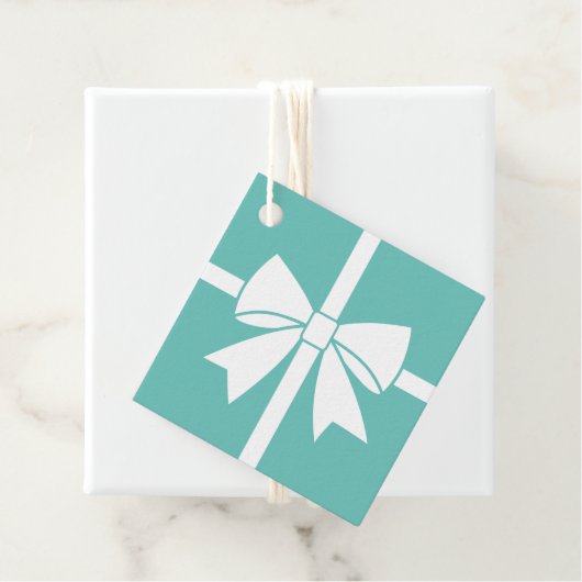 Elegant wit lint boog Blauwgroen blauw Baby shower Bedankjes Labels (In situ)