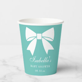 Elegant wit lint boog Blauwgroen blauw Baby shower Papieren Bekers
