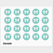 Elegant wit lint boog Blauwgroen blauw Baby shower Ronde Sticker (Vel)