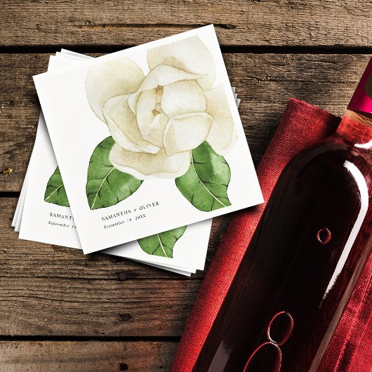 Elegant wit Magnolia bruiloft papier Servet