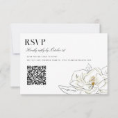 Elegant Wit Magnolia Bruiloft QR Code RSVP (Voorkant)