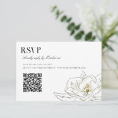 Elegant Wit Magnolia Bruiloft QR Code RSVP (Staand voorkant)