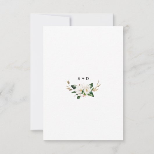 Elegant Wit Magnolia Goud Song Aanvraag Bruiloft RSVP Kaartje (Achterkant)