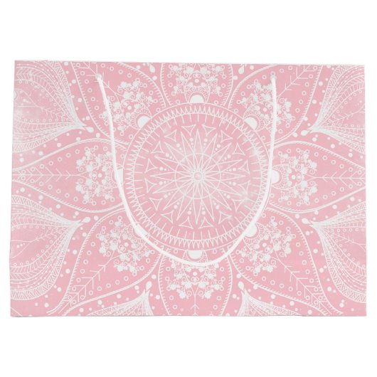 Elegant wit mandala-ontwerp groot cadeauzakje (Achterkant)