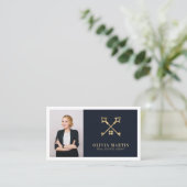 Elegant wit & marine professioneel onroerend goed visitekaartje (Staand voorkant)